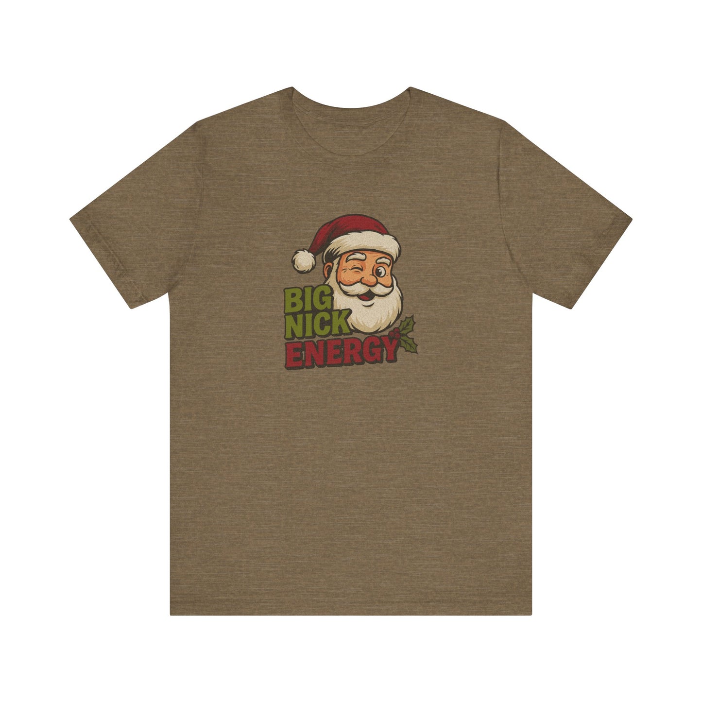 Big Nick Energy — Retro Santa Christmas Tee (Light)