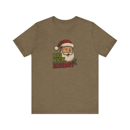Big Nick Energy — Retro Santa Christmas Tee (Light)