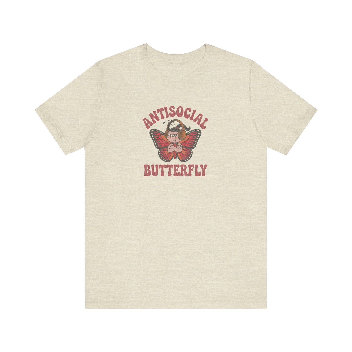 Antisocial Butterfly (Female) — Retro Workout Tee (Light)