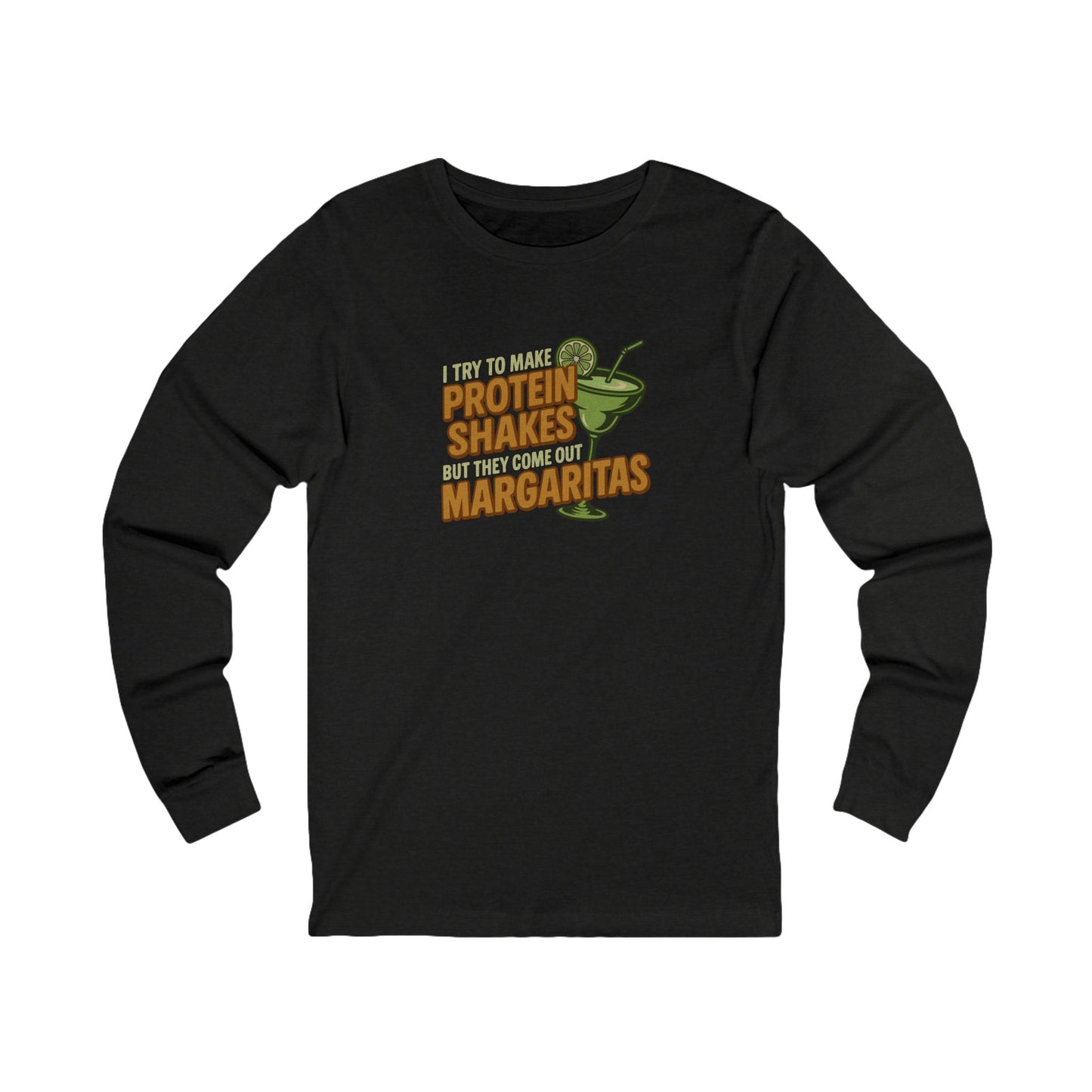 Protein Shakes (Oops, All Margaritas) — Retro Long Sleeve (Dark)