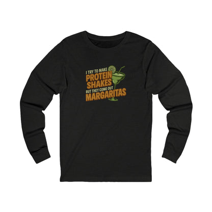 Protein Shakes (Oops, All Margaritas) — Retro Long Sleeve (Dark)