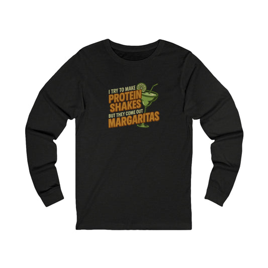 Protein Shakes (Oops, All Margaritas) — Retro Long Sleeve (Dark)