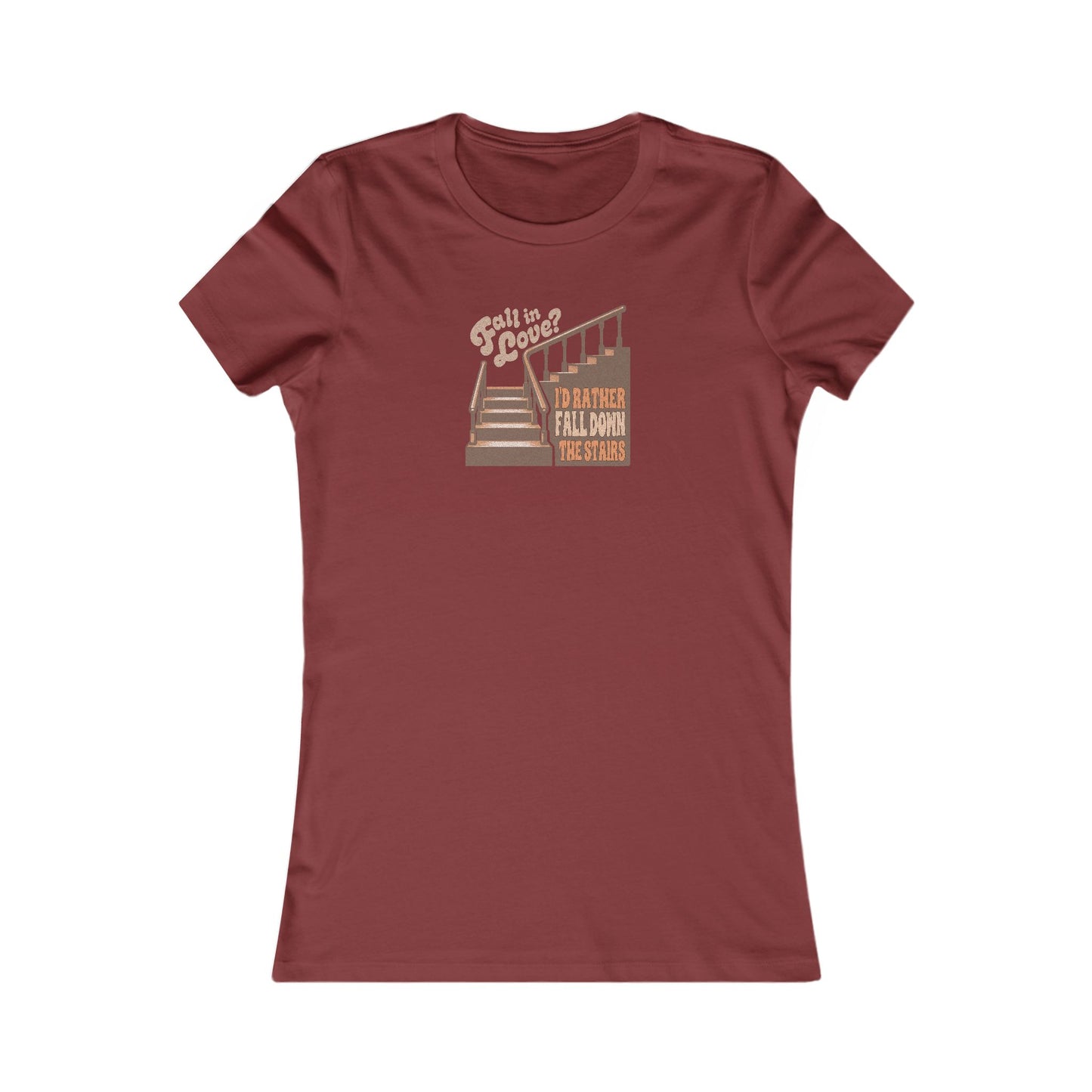 Fall in Love? I'd Rather Fall Down the Stairs — Retro Women's Tee (Dark)