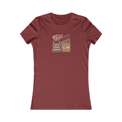 Fall in Love? I'd Rather Fall Down the Stairs — Retro Women's Tee (Dark)