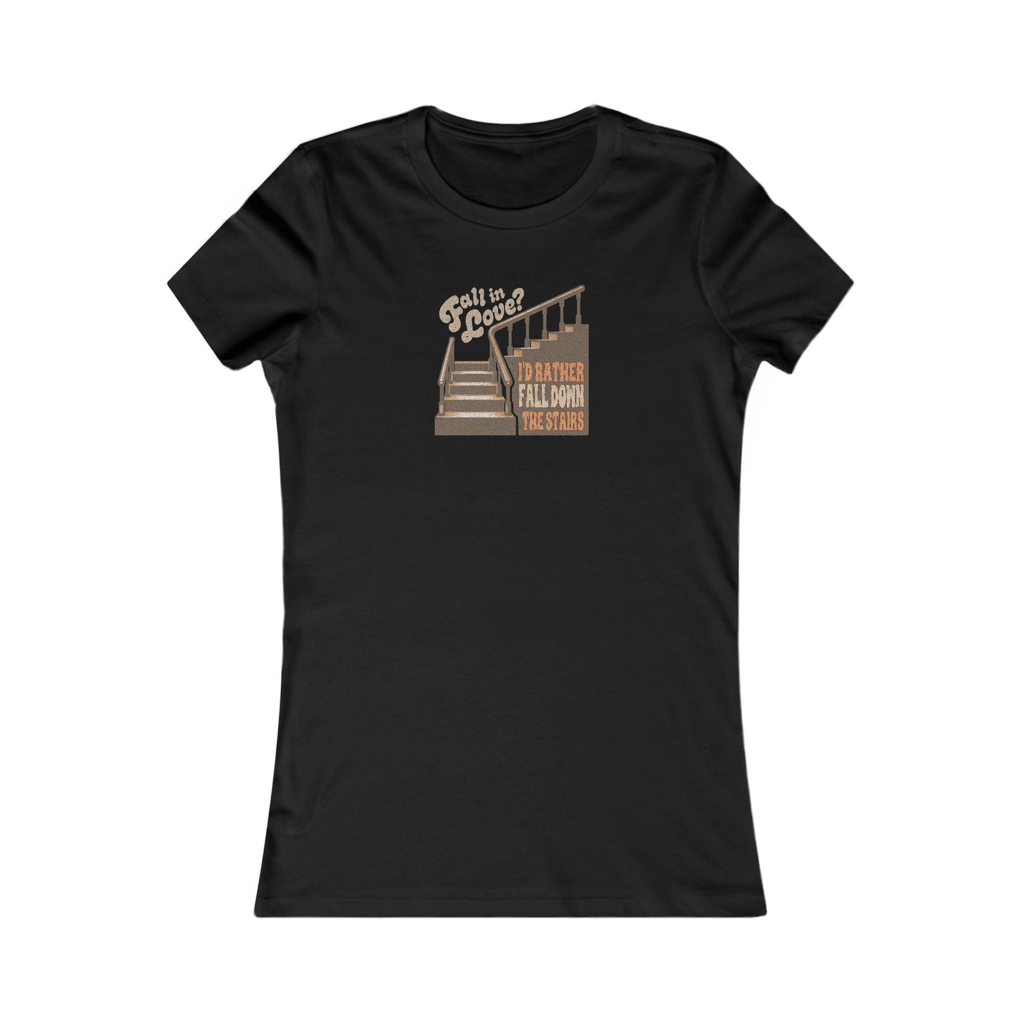 Fall in Love? I'd Rather Fall Down the Stairs — Retro Women's Tee (Dark)