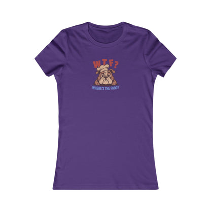 WTF? Where’s the Food? — Bulldog Chef Retro Women's Tee (Dark)