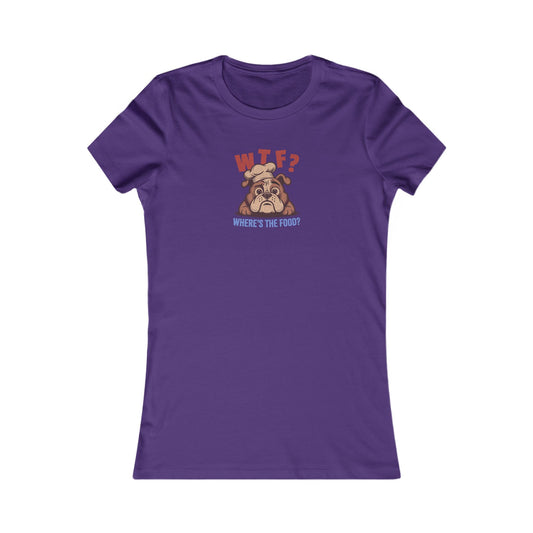 WTF? Where’s the Food? — Bulldog Chef Retro Women's Tee (Dark)