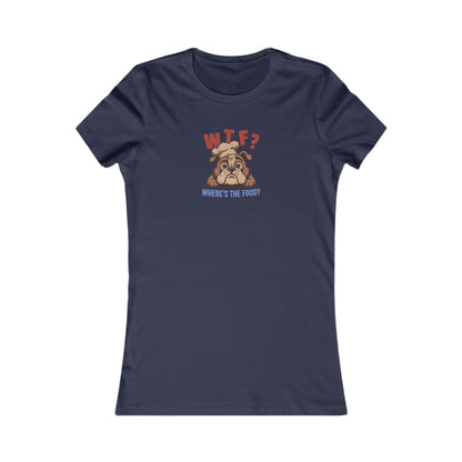 WTF? Where’s the Food? — Bulldog Chef Retro Women's Tee (Dark)