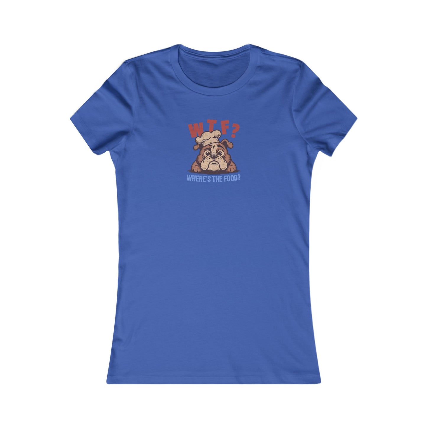WTF? Where’s the Food? — Bulldog Chef Retro Women's Tee (Dark)