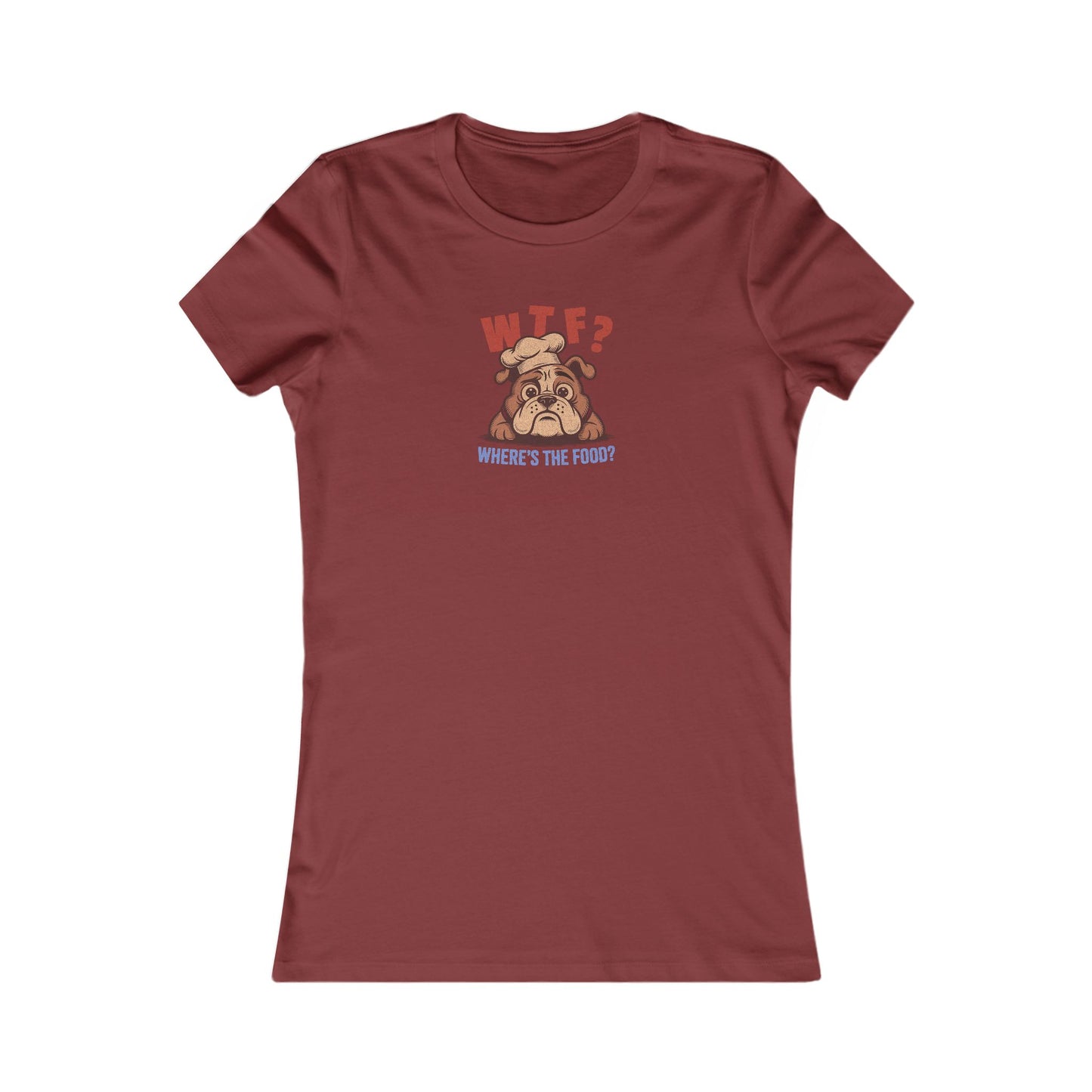 WTF? Where’s the Food? — Bulldog Chef Retro Women's Tee (Dark)