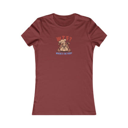 WTF? Where’s the Food? — Bulldog Chef Retro Women's Tee (Dark)
