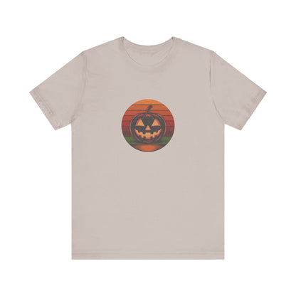 Retro Jack: Bold Grin — Halloween Sunset Tee (Light)