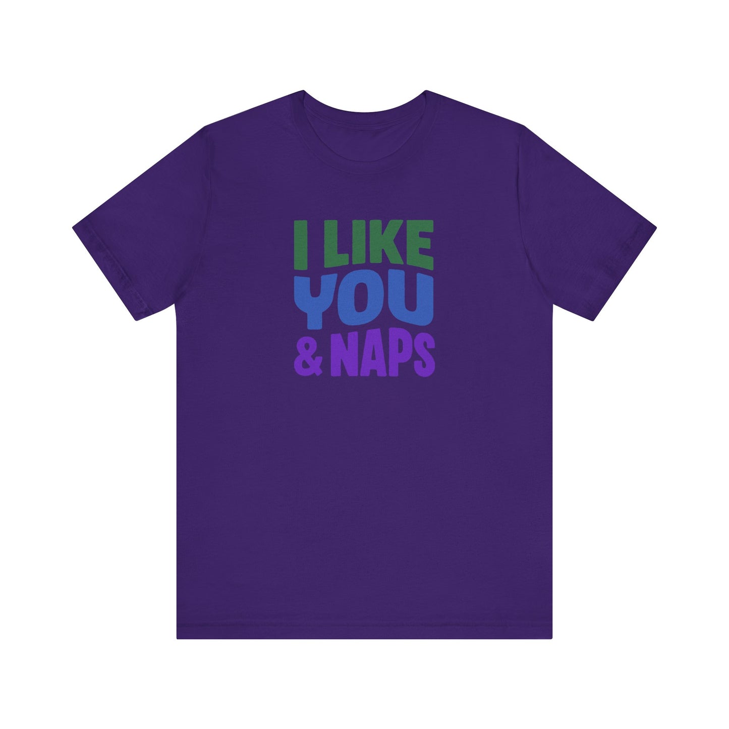 I Like You & Naps (Cool Gradient) — Retro Loungewear Tee (Dark)