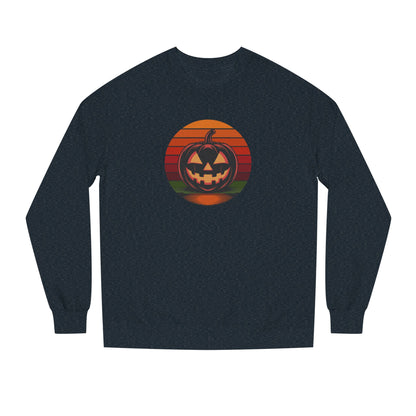 Retro Jack: Bold Grin — Halloween Sunset Sweatshirt (Dark)