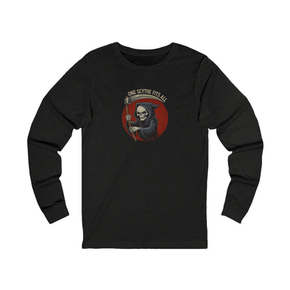 One Scythe Fits All — Grim Reaper Retro Long Sleeve (Dark)