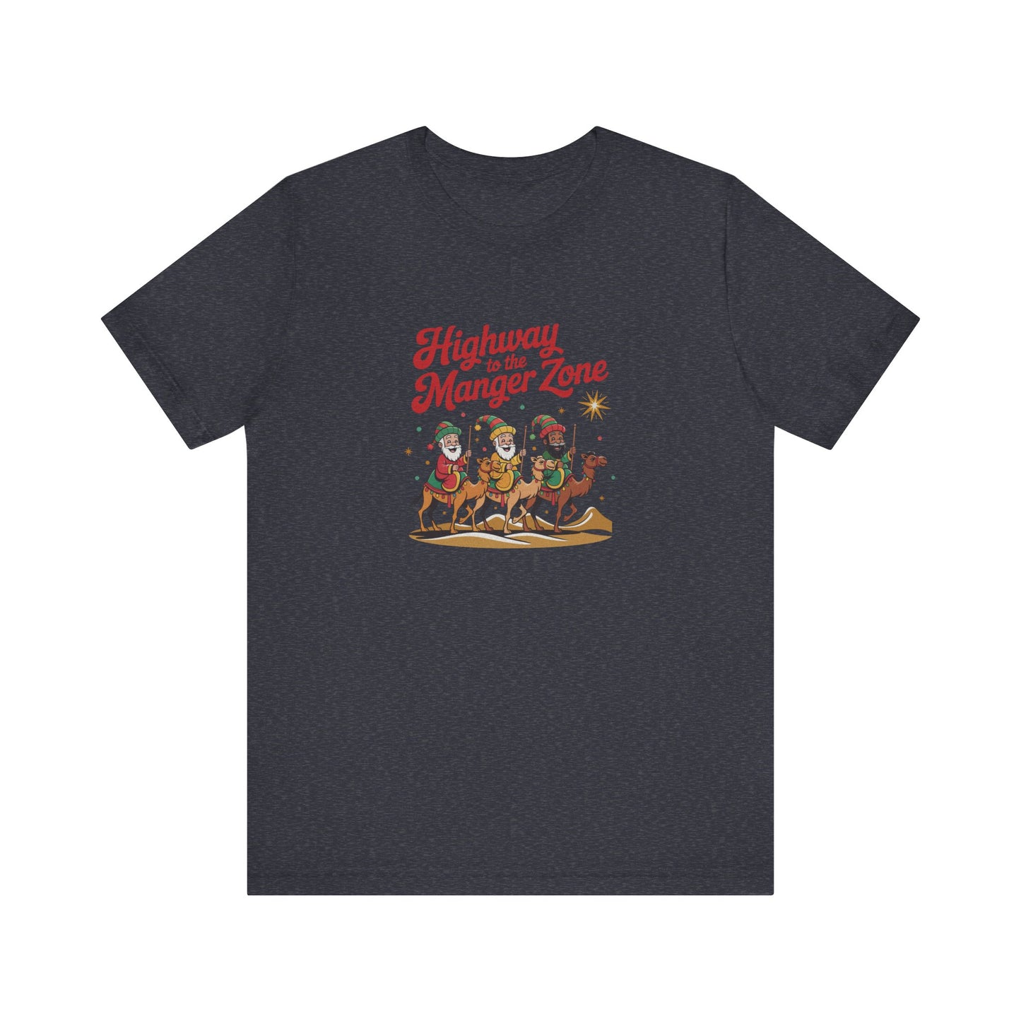 Highway to the Manger Zone — Top Gun-Inspired Christmas Retro Tee (Dark)