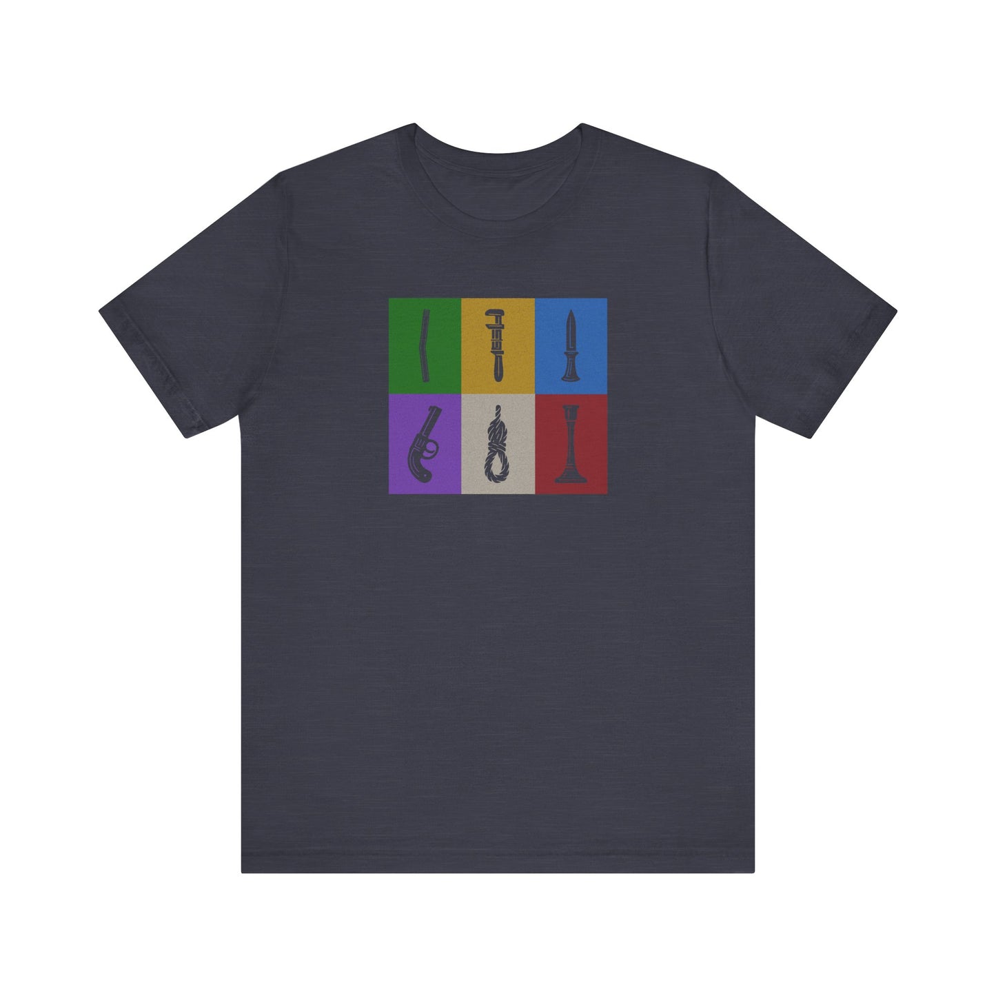 Six Ways Into the Evidence Locker — Clue Retro Tee (Dark)
