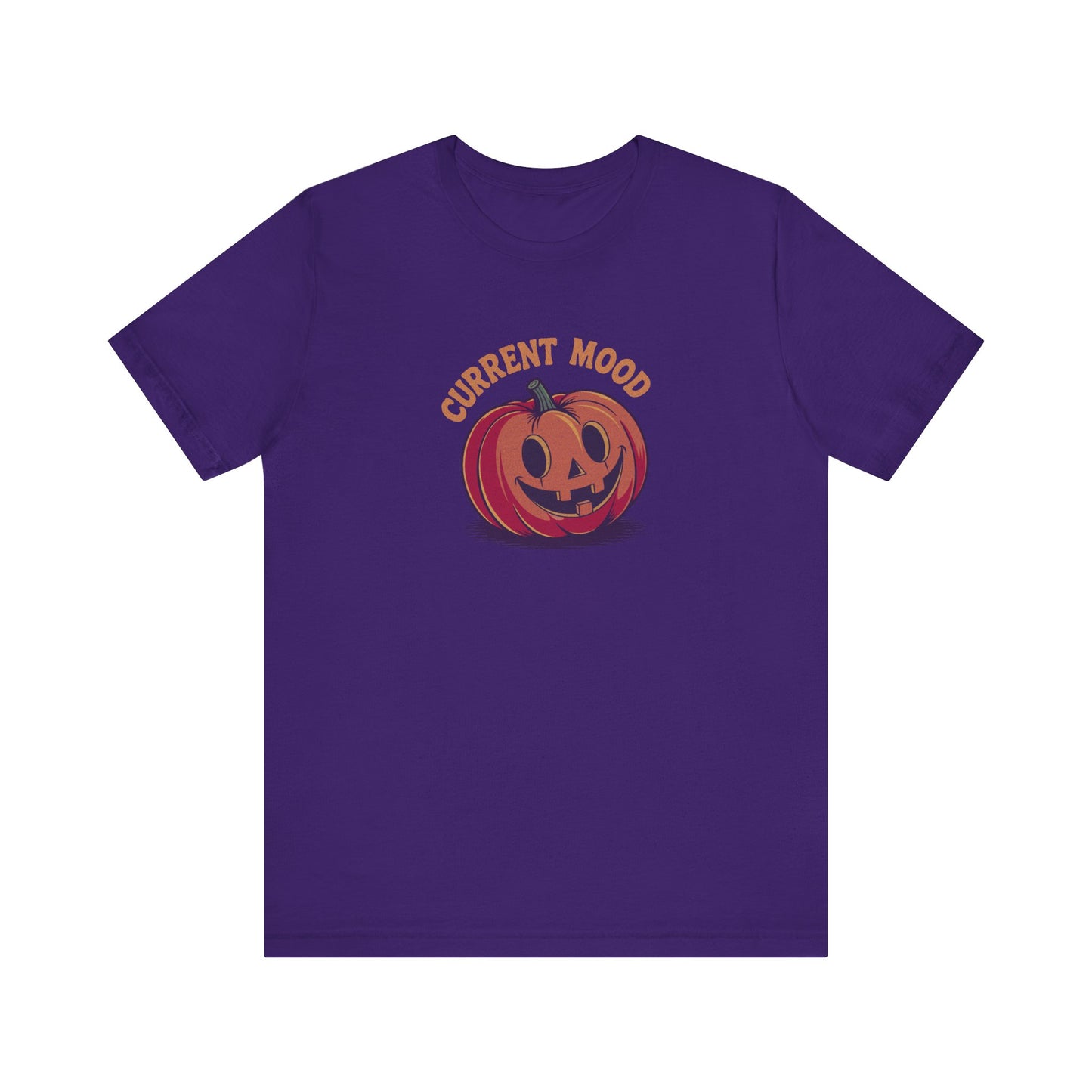 Current Mood (Cute Pumpkin) — Retro Halloween Tee (Dark)