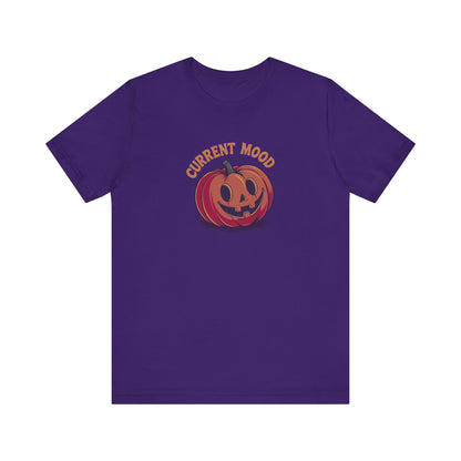 Current Mood (Cute Pumpkin) — Retro Halloween Tee (Dark)