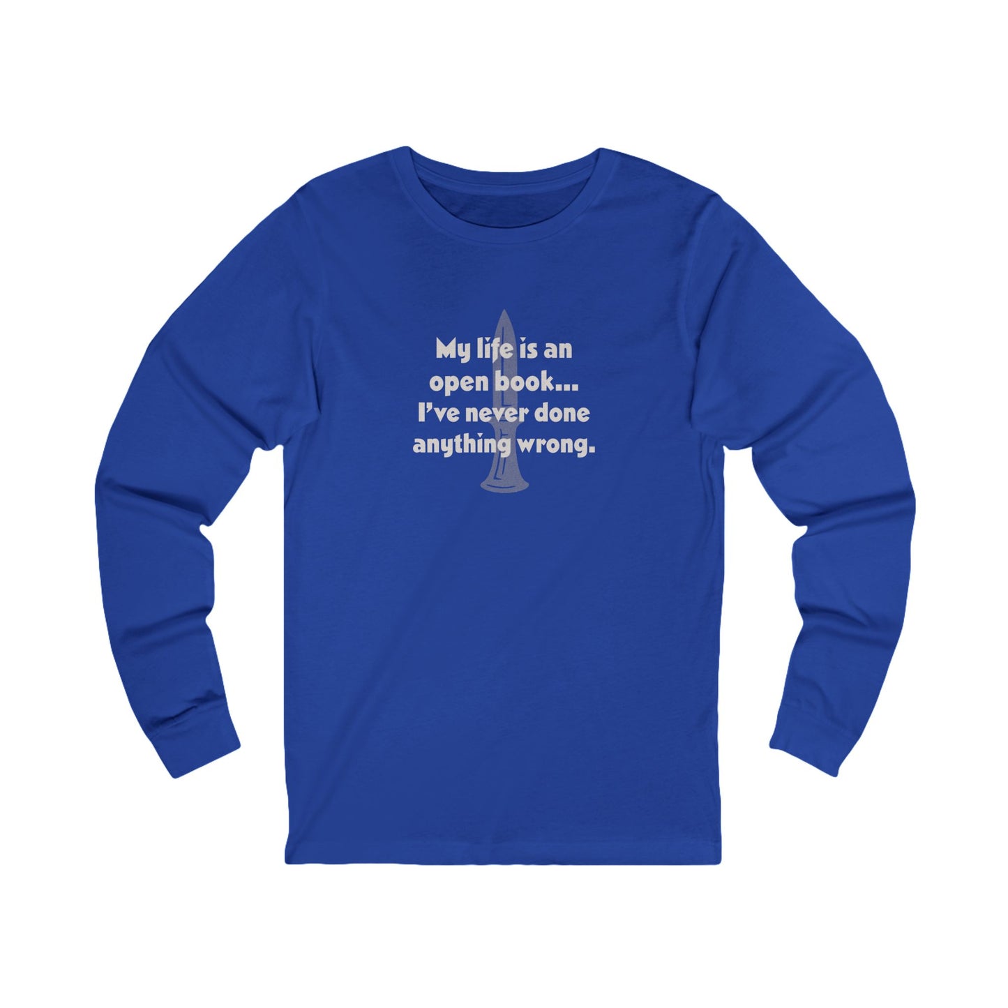 My Life Is an Open Book, I've Never Done Anything Wrong — Clue Retro Long Sleeve (Dark)