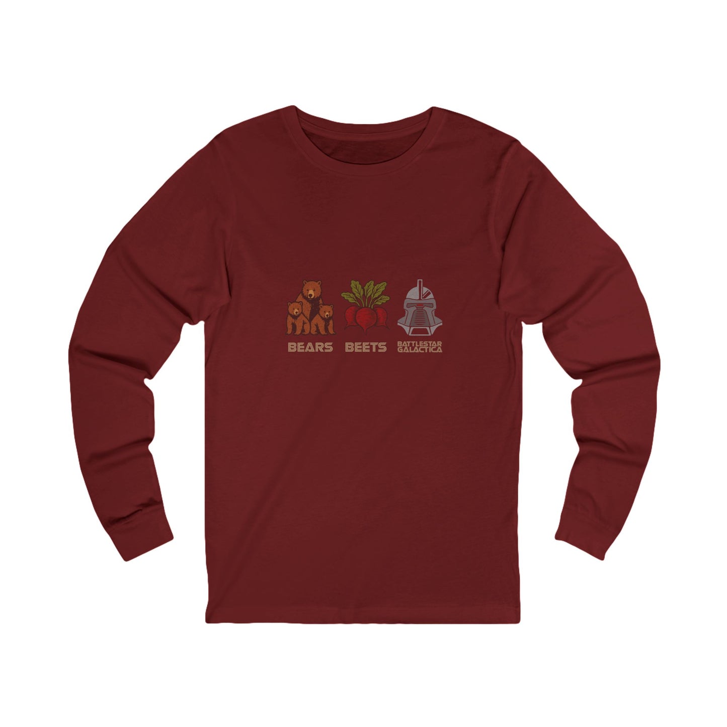 Bears, Beets, Battlestar (Captions) — Retro Long Sleeve (Dark)