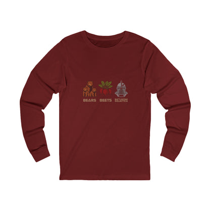 Bears, Beets, Battlestar (Captions) — Retro Long Sleeve (Dark)