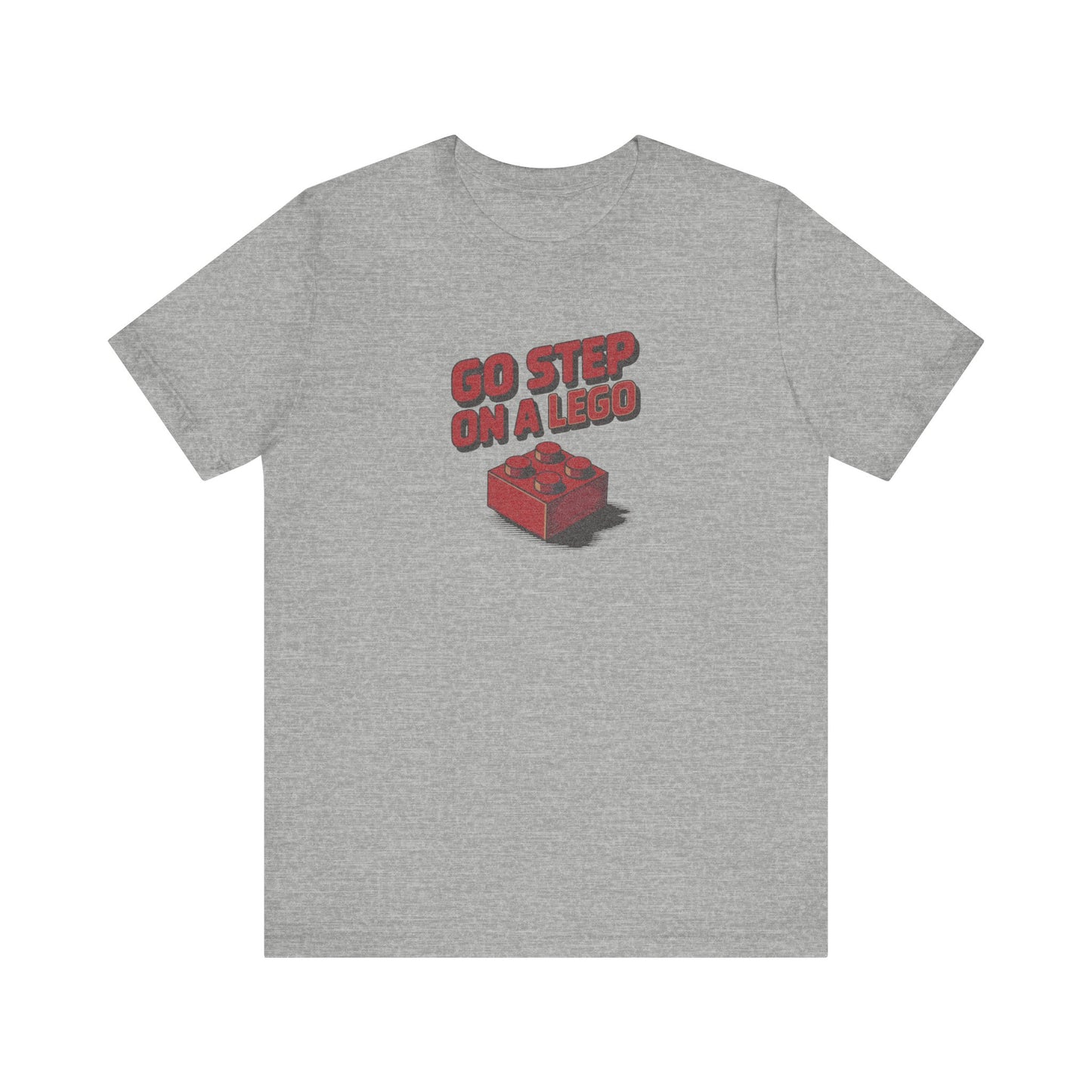Go Step on a LEGO — Red Plastic Brick Retro Tee (Light)