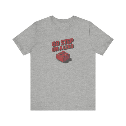 Go Step on a LEGO — Red Plastic Brick Retro Tee (Light)