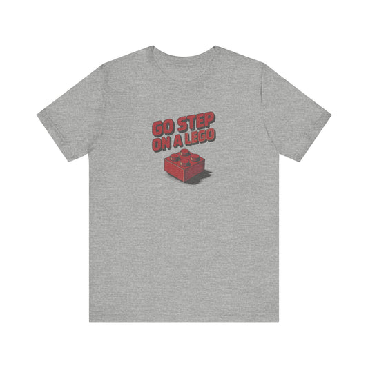 Go Step on a LEGO — Red Plastic Brick Retro Tee (Light)