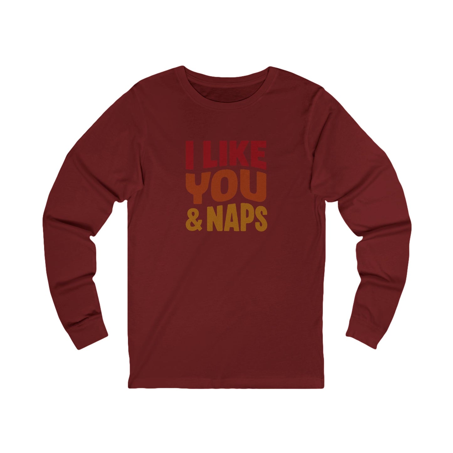 I Like You & Naps (Warm Gradient) — Retro Loungewear Long Sleeve (Dark)