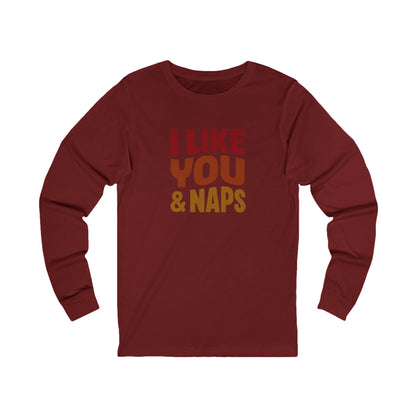 I Like You & Naps (Warm Gradient) — Retro Loungewear Long Sleeve (Dark)