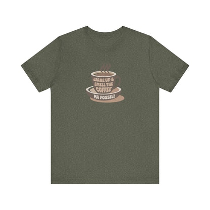 Wake Up and Smell the Coffee, Ya Fossil! — Retro Tee (Dark)