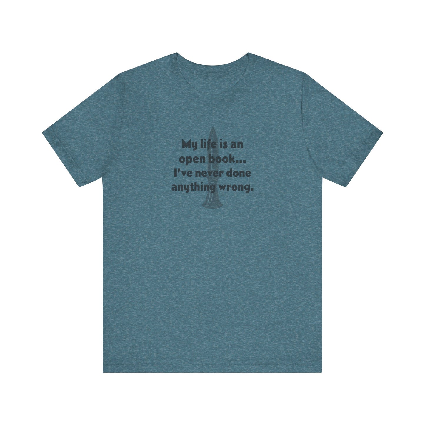 My Life Is an Open Book, I've Never Done Anything Wrong — Clue Retro Tee (Light)