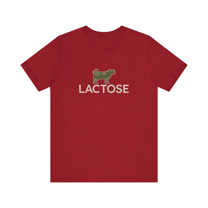 Life is a Beautiful… Typo – LACTOSE Logo Parody Retro Tee (Dark)