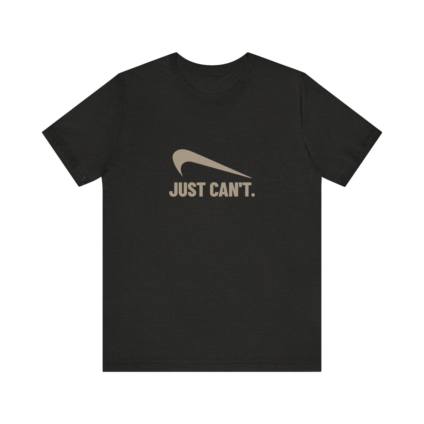 Just Can’t Athletic Parody — Retro Workout Tee (Dark)