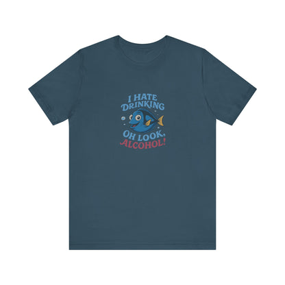 I Hate Drinking (Oh Look, Alcohol!) — Forgetful Fish Retro Tee (Dark)