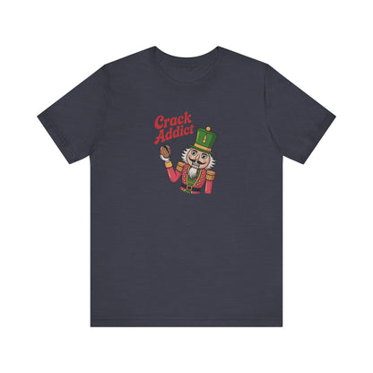 Crack Addict Nutcracker — Vintage Christmas Retro Tee (Dark)