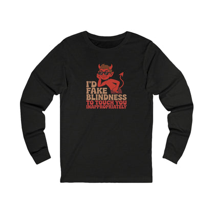 Fake Blindness? The Devil Made Me Do It! — Retro Long Sleeve (Dark)