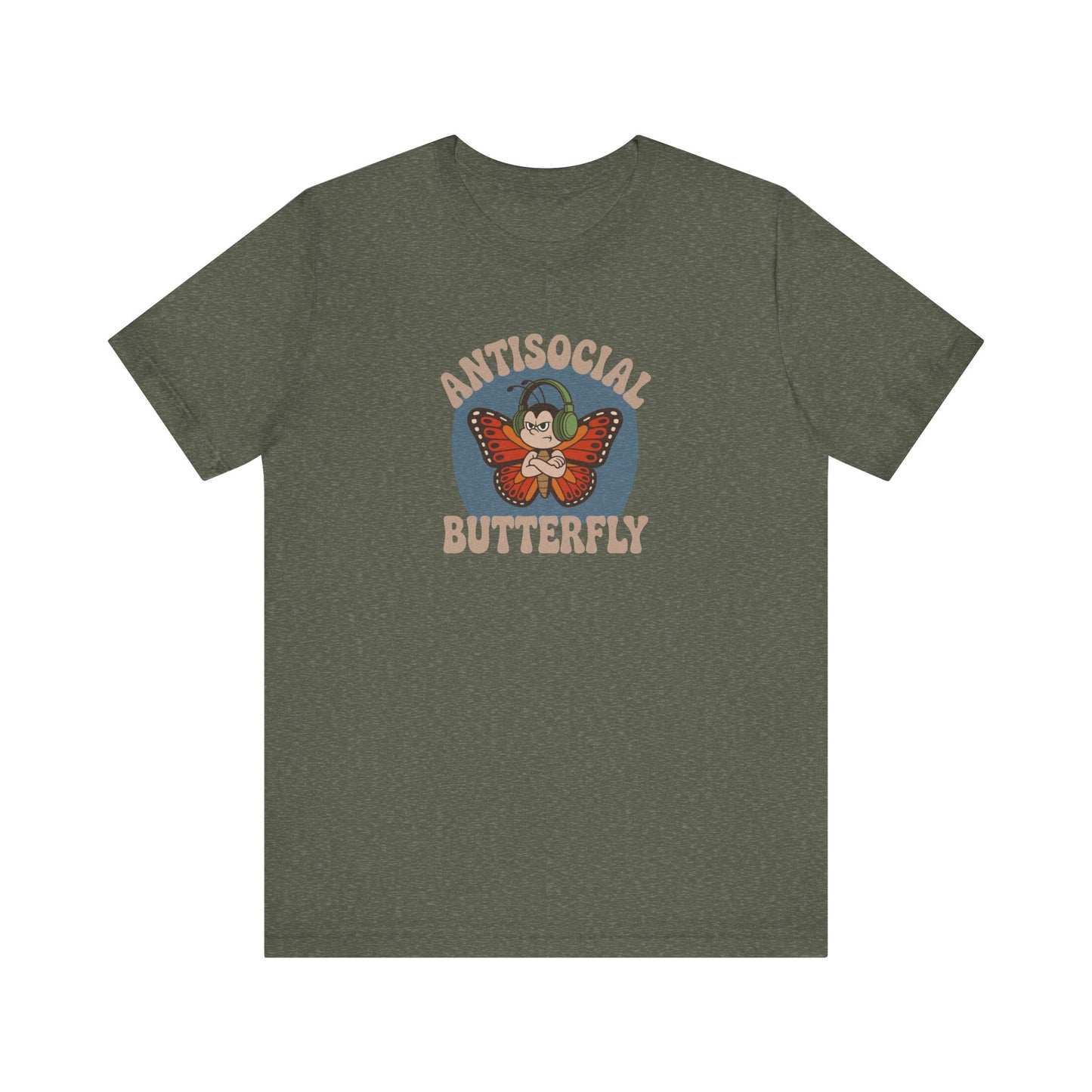 Antisocial Butterfly (Male) — Retro Workout Tee (Dark)