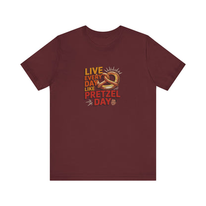 Live Every Day Like Pretzel Day — Stanley Hudson Retro Tee (Dark)