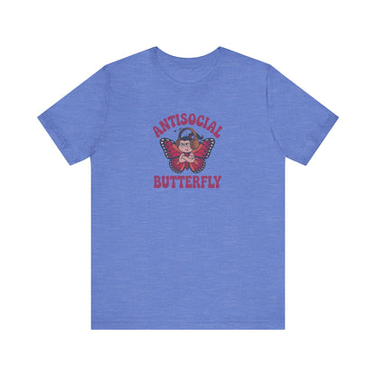 Antisocial Butterfly (Female) — Retro Workout Tee (Light)