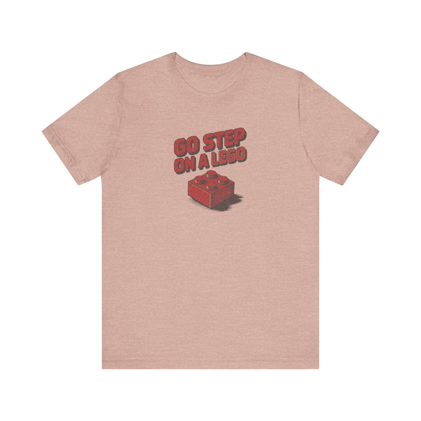 Go Step on a LEGO — Red Plastic Brick Retro Tee (Light)