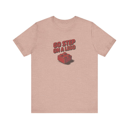 Go Step on a LEGO — Red Plastic Brick Retro Tee (Light)