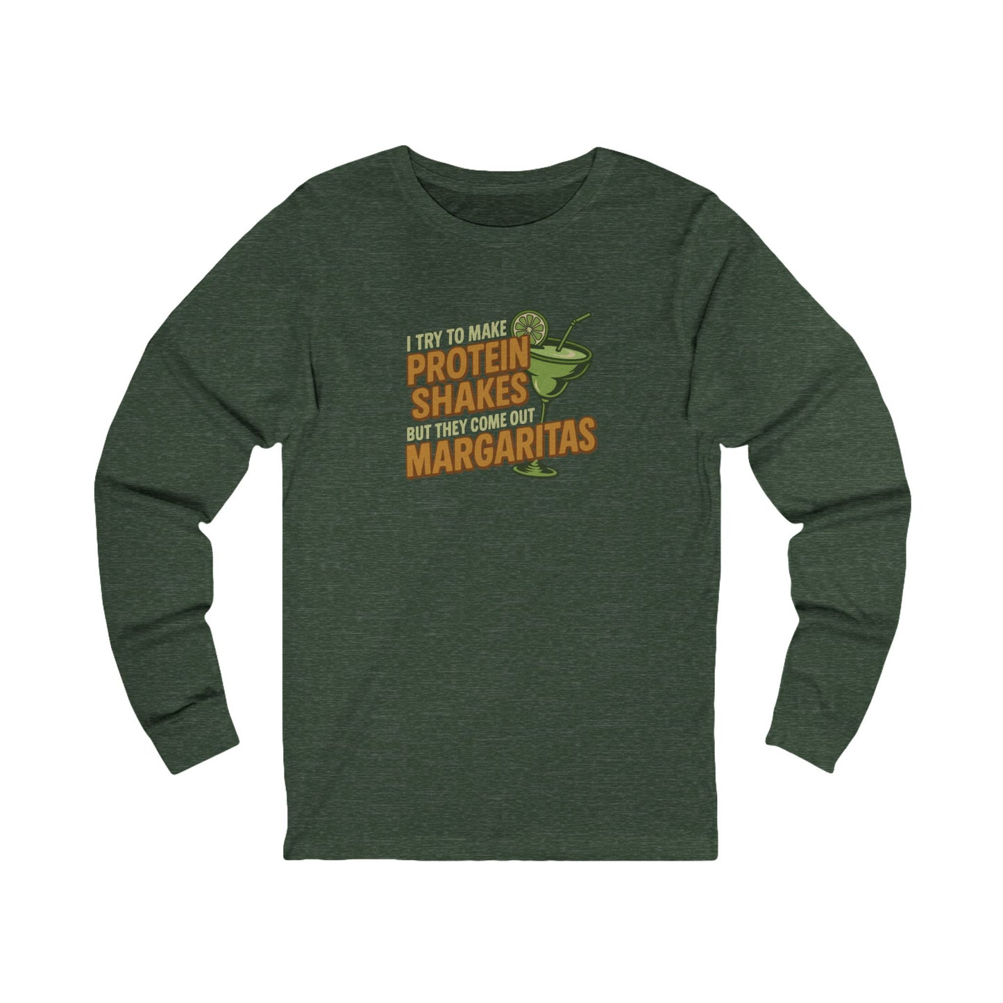Protein Shakes (Oops, All Margaritas) — Retro Long Sleeve (Dark)