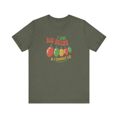 I Like Big Bulbs and I Cannot Lie — Christmas Lights Retro Tee (Dark)