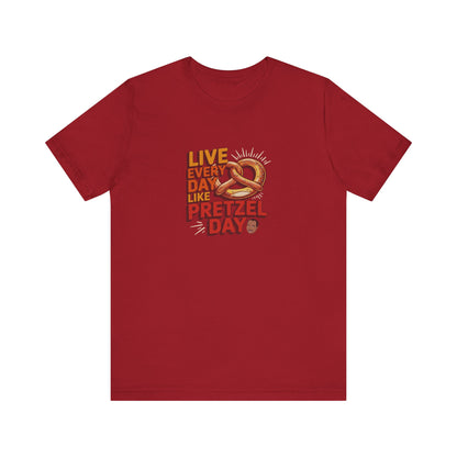 Live Every Day Like Pretzel Day — Stanley Hudson Retro Tee (Dark)