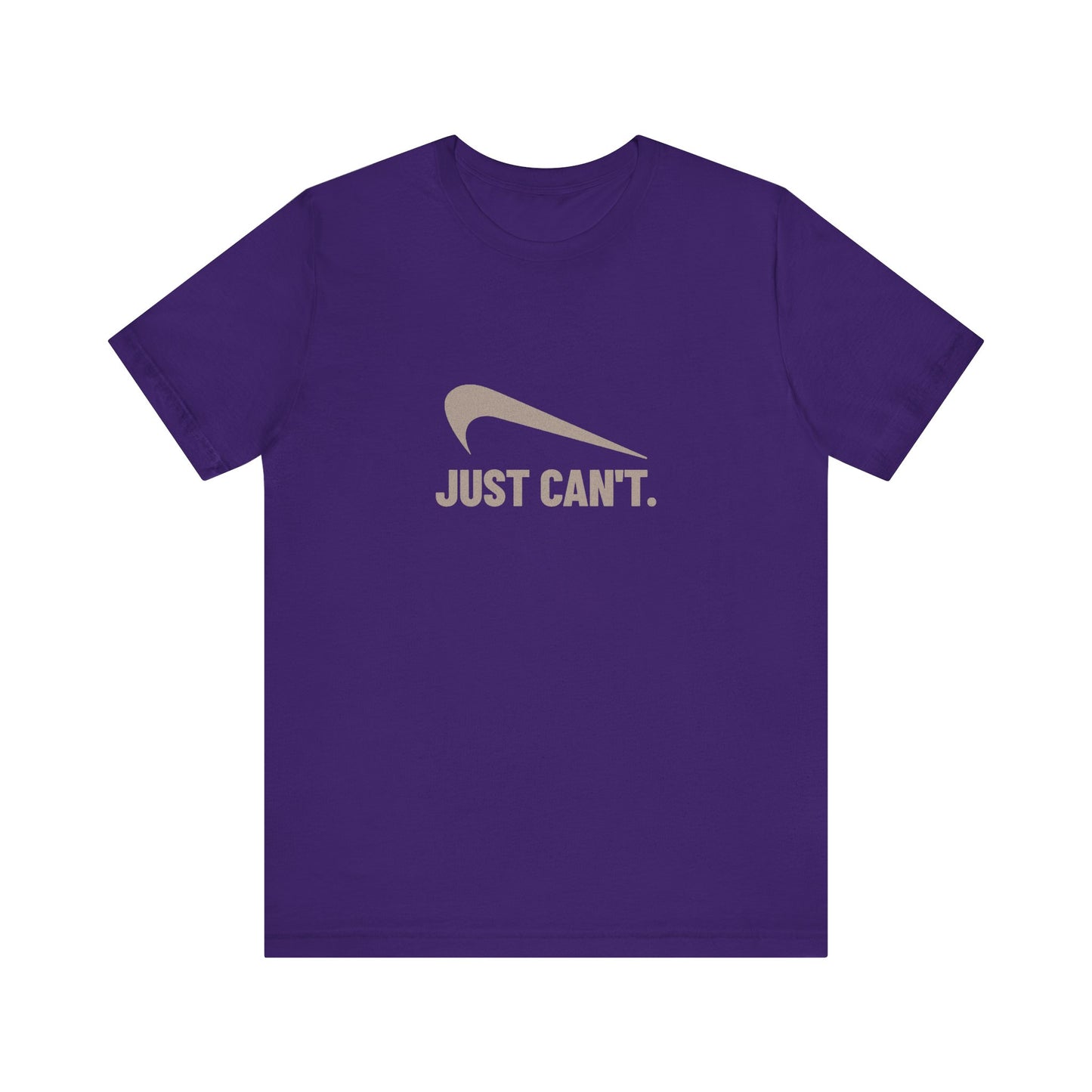 Just Can’t Athletic Parody — Retro Workout Tee (Dark)