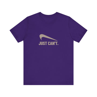 Just Can’t Athletic Parody — Retro Workout Tee (Dark)