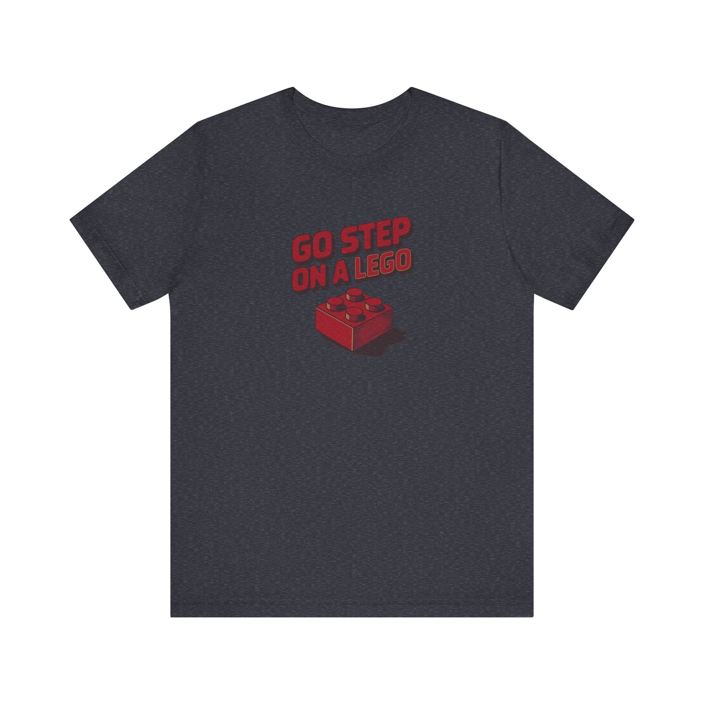 Go Step on a LEGO — Red Plastic Brick Retro Tee (Dark)