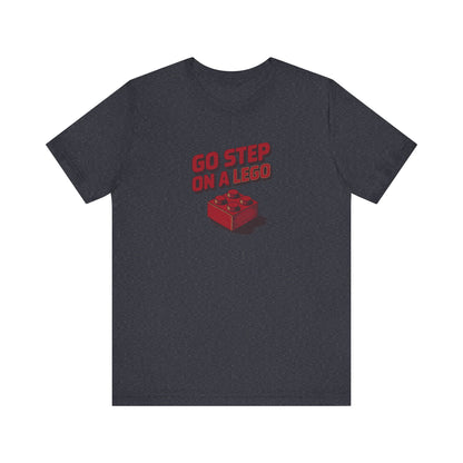 Go Step on a LEGO — Red Plastic Brick Retro Tee (Dark)